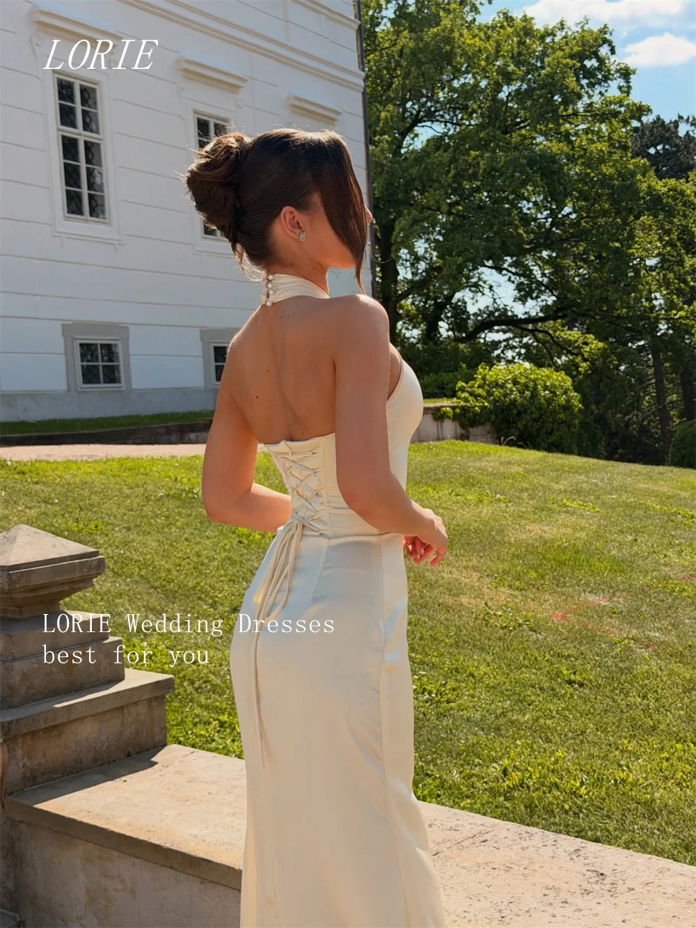 LORIE Luxury Mermaid Civil Wedding Dress Halter Elegant Bridal Dresses Sexy Hollowed Out Engagement Wedding Gown Customized 2026