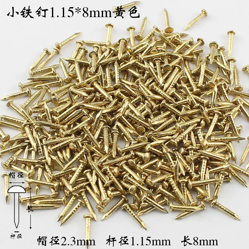 1100-1860 pz oro/argento // ottone/bronzo diametro 1.15mm lunghezza 6mm 8mm 10mm ferro piccolo Mini testa tonda chiodo portagioie cerniera