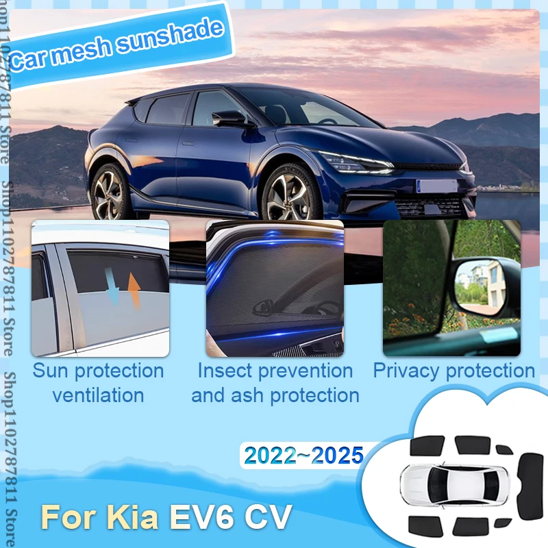 

Магнитный автомобильный солнцезащитный козырек для Kia EV6 GT CV 2022~2025 2023 2024 лобовое стекло шторка боковая оконная сетка шторка протектор