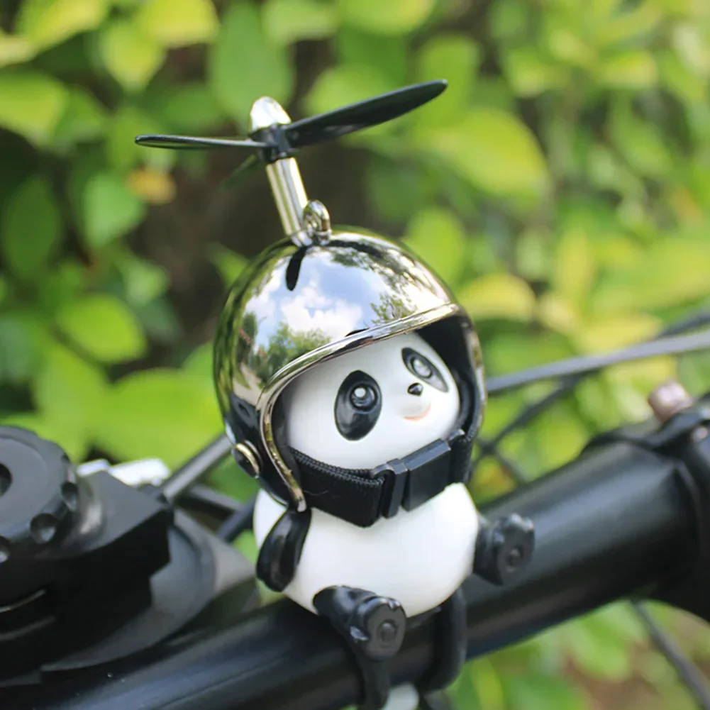 Panda Helmet Motorcycle Handlebar Decoration Bike Electric Cute Cartoon Helmet Propeller Ornaments Riding Equipment Accessories