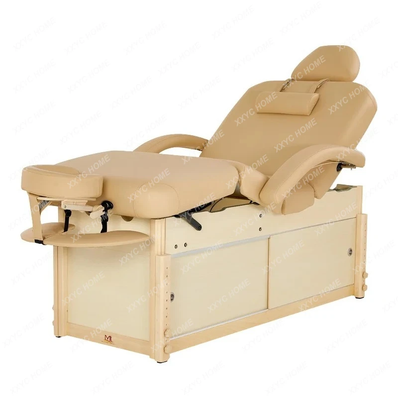 

Fixed Beauty Salon Medical Massage Facial Bed Solid Wood Massage Yard with Locker Diagnostic Couch