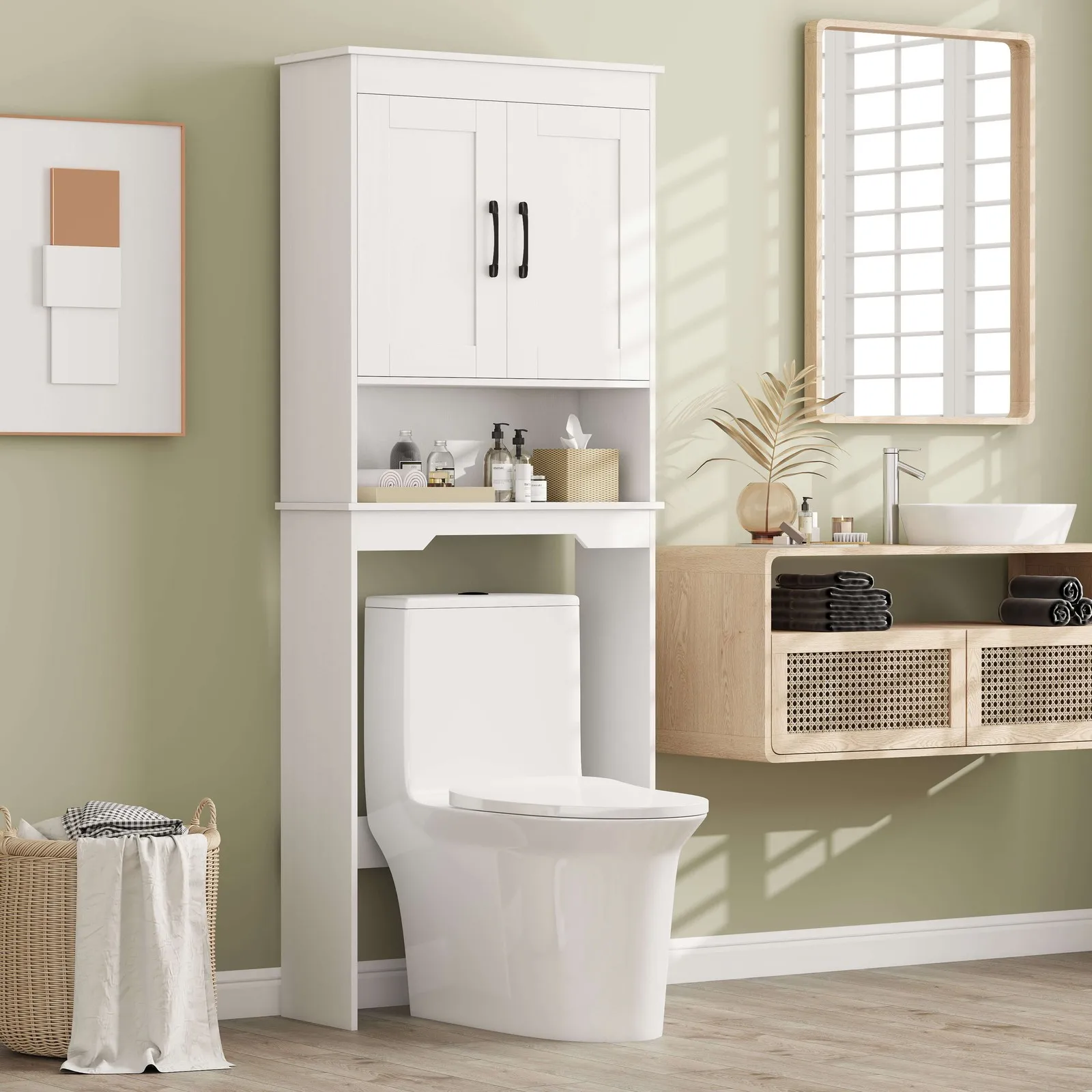 

Over The Toilet Storage Cabinet Above Toilet Storage Cabinet w/Dual Doors