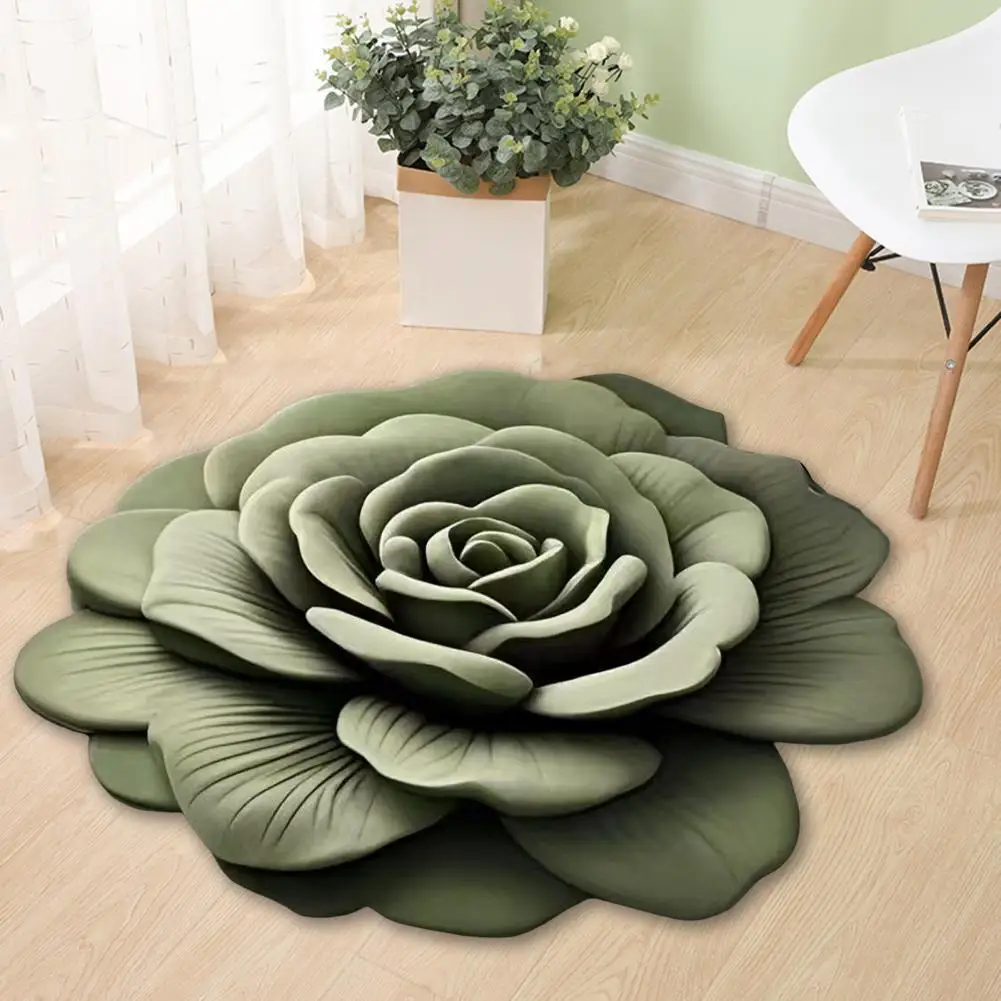 Secure Bottom Rug Floral Plush Floor Mat Non-slip Diatomaceous Earth Rug 3d Visual Flower Shaped Absorbent Floor Mat for Room