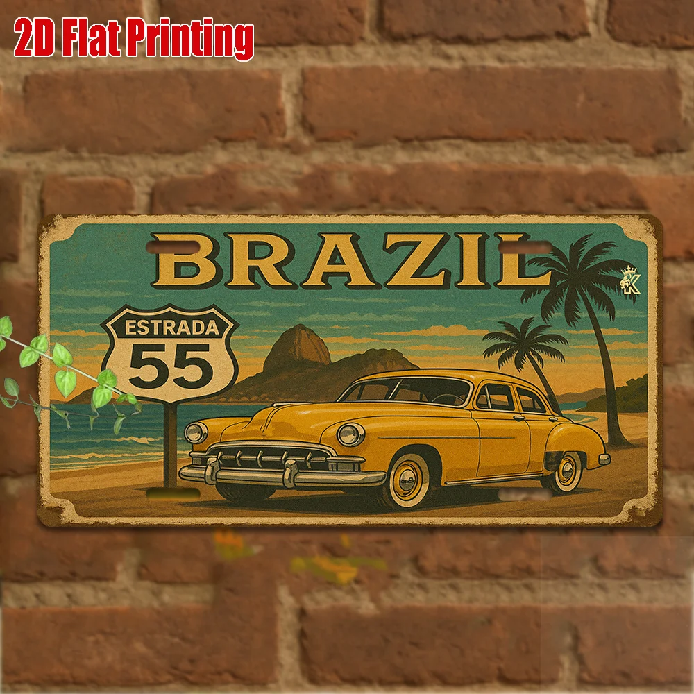 2D Flat 1pc, Vintage Metal Sign, for Decorative Purposes Only, Outdoor Plaque & Wall Decor, Brazilian Aluminum Sign, Retro