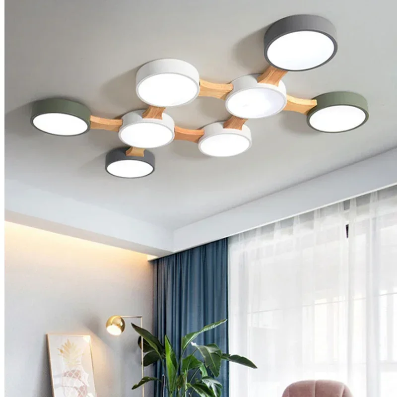 

LED ceiling lamp 220V round metal lampshade Nordic modern minimalist pendant lamp for surface-mounted living room bedroom hotel