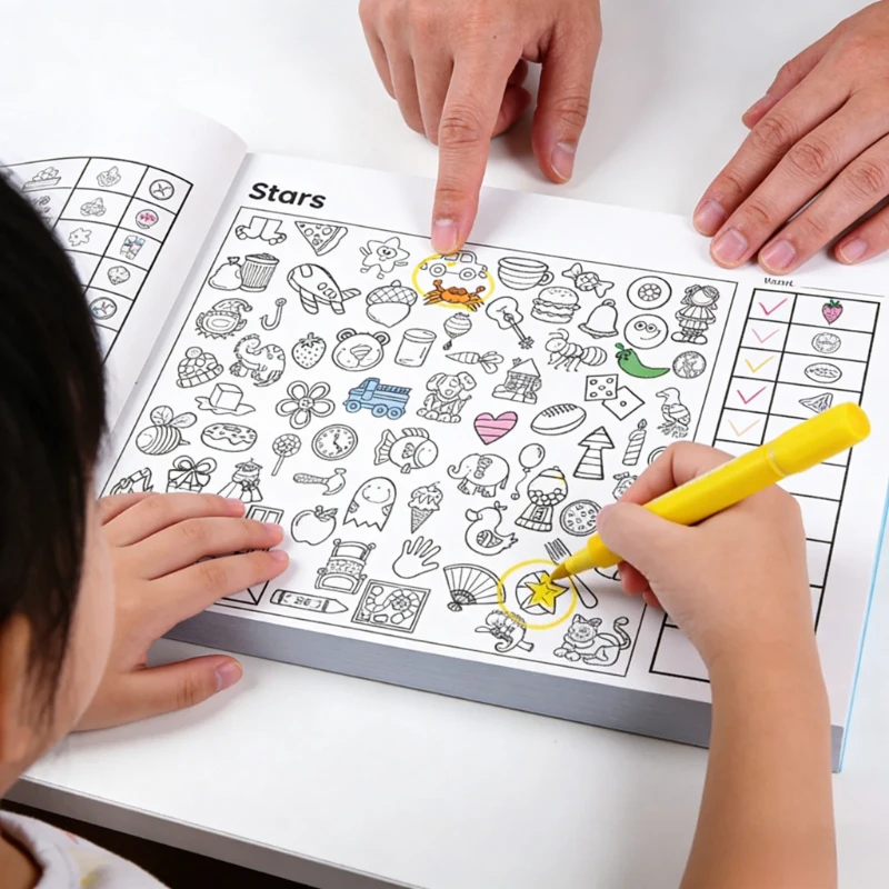 32 Pages Fun Find and Seek Book Toddler Coloring Book Observation Concentration Learning Educational Activity Coloring Book