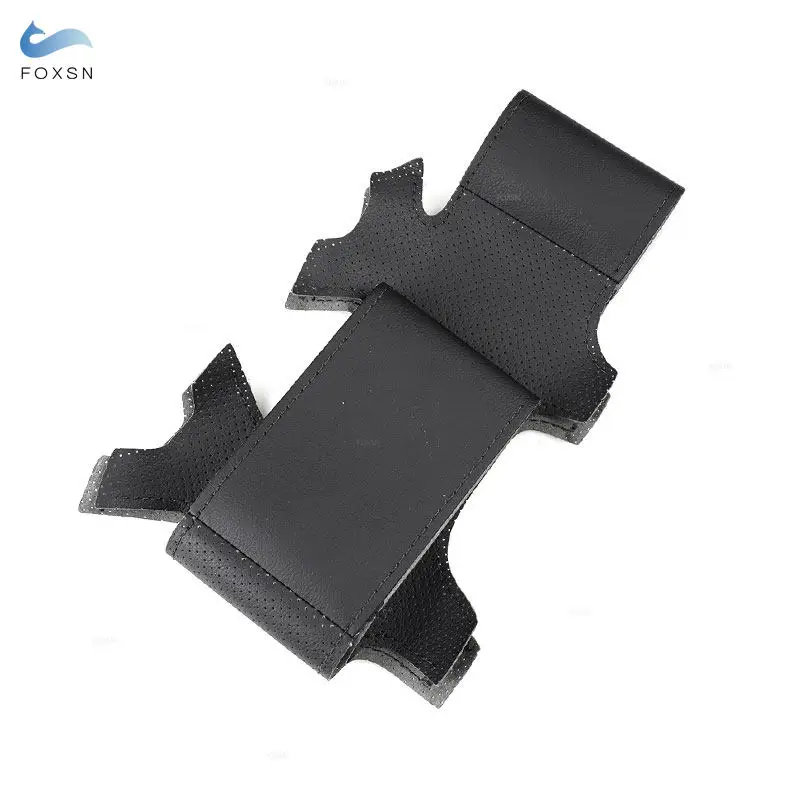 Car Hand Braid Steering Wheel Cover For Ford Kuga Focus 2 C-MAX Black Perforated Microfiber Leather with Needles & Thread Kits