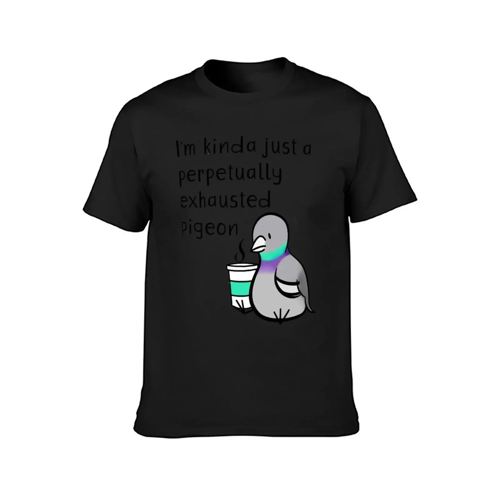 Perpetually Exhausted Pigeon T-Shirt man clothes tops shirts graphic mens shirts graphic tee