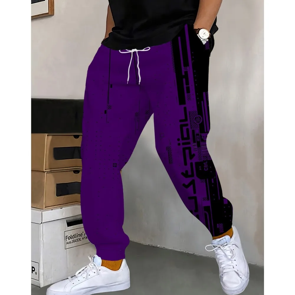3D Digital Print Joggers Street Pants Men's Side Pockets Elastic Drawstring Sweatpants Joggers Pants For Men Casual Trousers