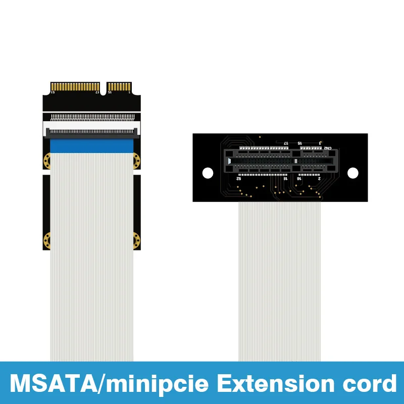 Minipcie/MSATA External Extension Cable Hard Disk Card SSD Interface 52Pin Flexible Ribbon Cable Mini PCI-E/mSATA Extender Wire