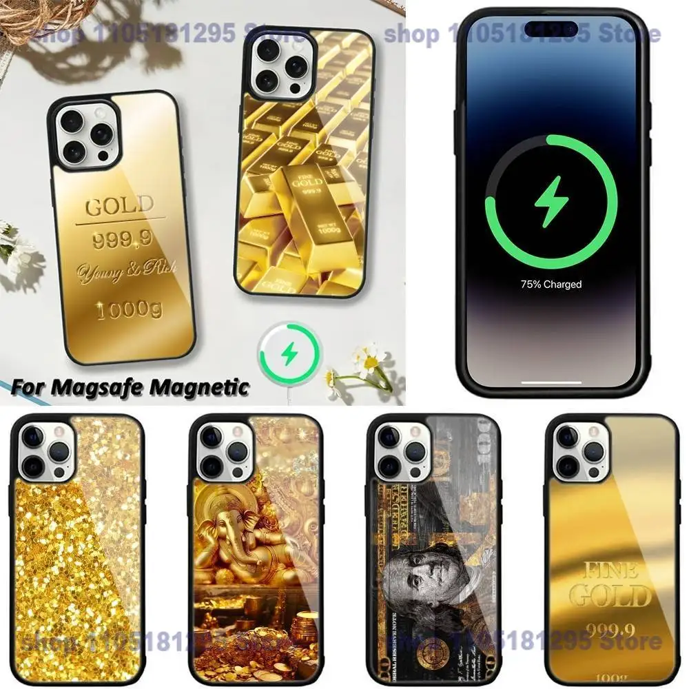 

Money Gold Art Phone Case For iPhone 17,16,15,14,13,12,11,Plus,Pro,Max,Mini Magsafe Magnetic Wireless Charging
