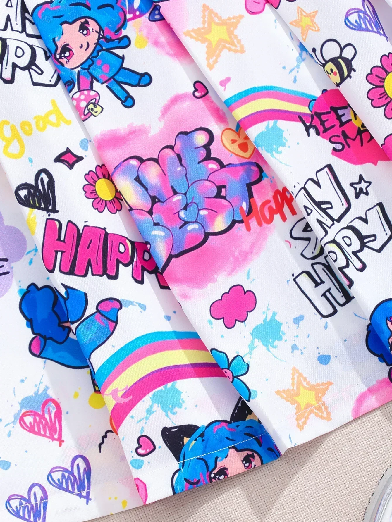 Cartoon Rainbow Girl Skirt 37-45CM Length Children Short Skirt Kids Girls Clothes Cute Fashion Casual Dress for Girls Sports