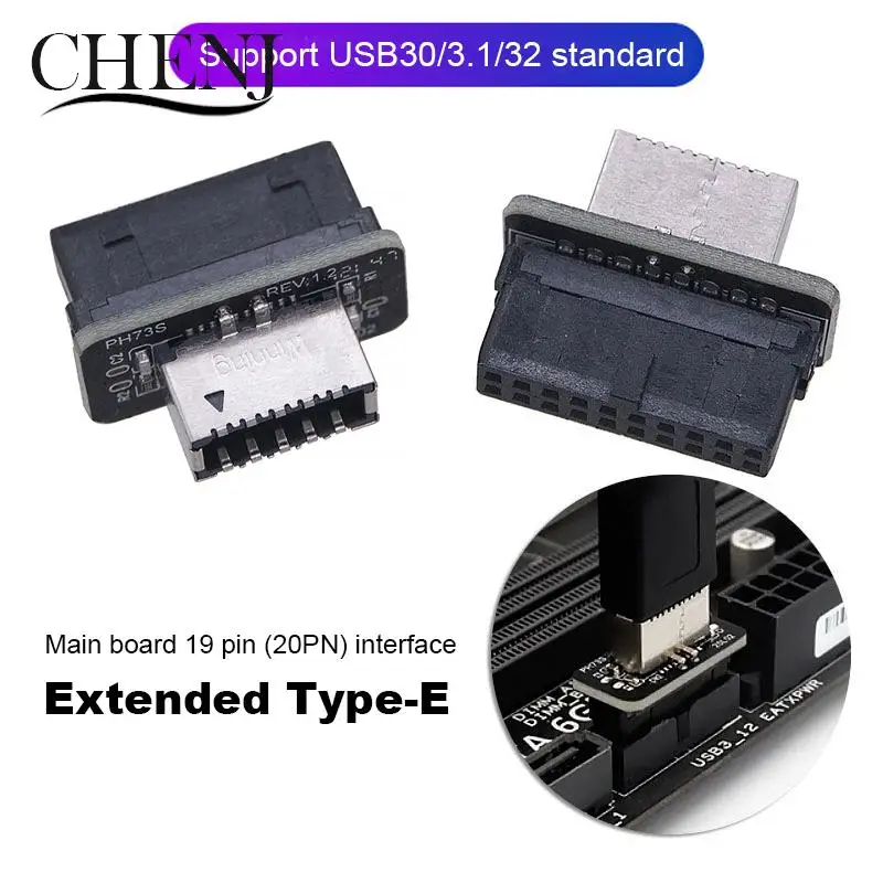

USB Front Panel Adapter Type-E to USB 3.0 19 PIN Adapter Internal Vertical Header Splitter for Type C Motherboard
