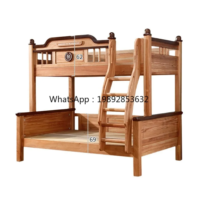 YFY صديقة للبيئة خشب الصندل الأحمر خشب متين سميكة طبقة مزدوجة سرير الوالدين والطفل كامل خشب متين سرير أطفال مرتفع ومنخفض #5