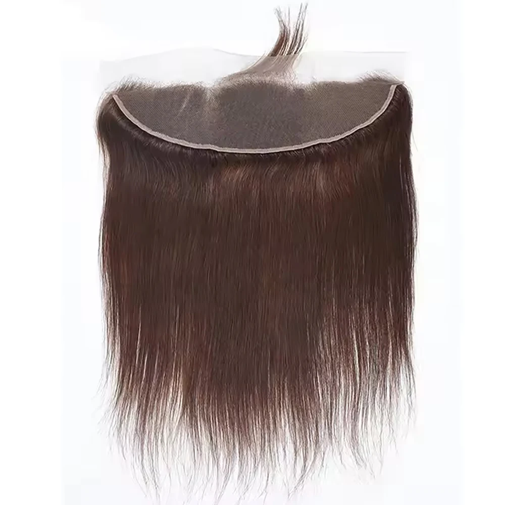 4 #   الشوكولاته براون مستقيم الشعر الدانتيل إغلاق 13x4 الدانتيل إغلاق أمامي قبل قطعها مع شعر الطفل 100% الشعر البشري للنساء