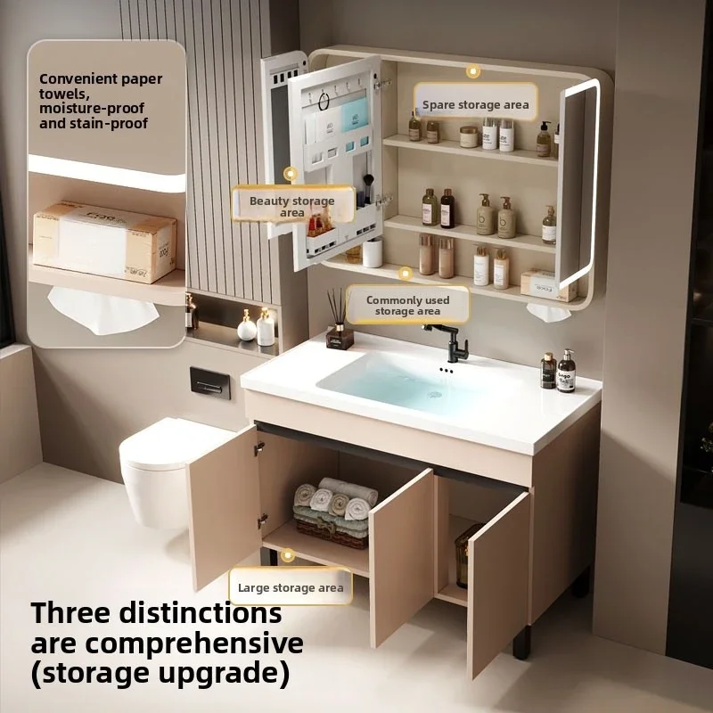 Aluminum bathroom cabinet combination ceramic integrated basin washbasin hand washing
