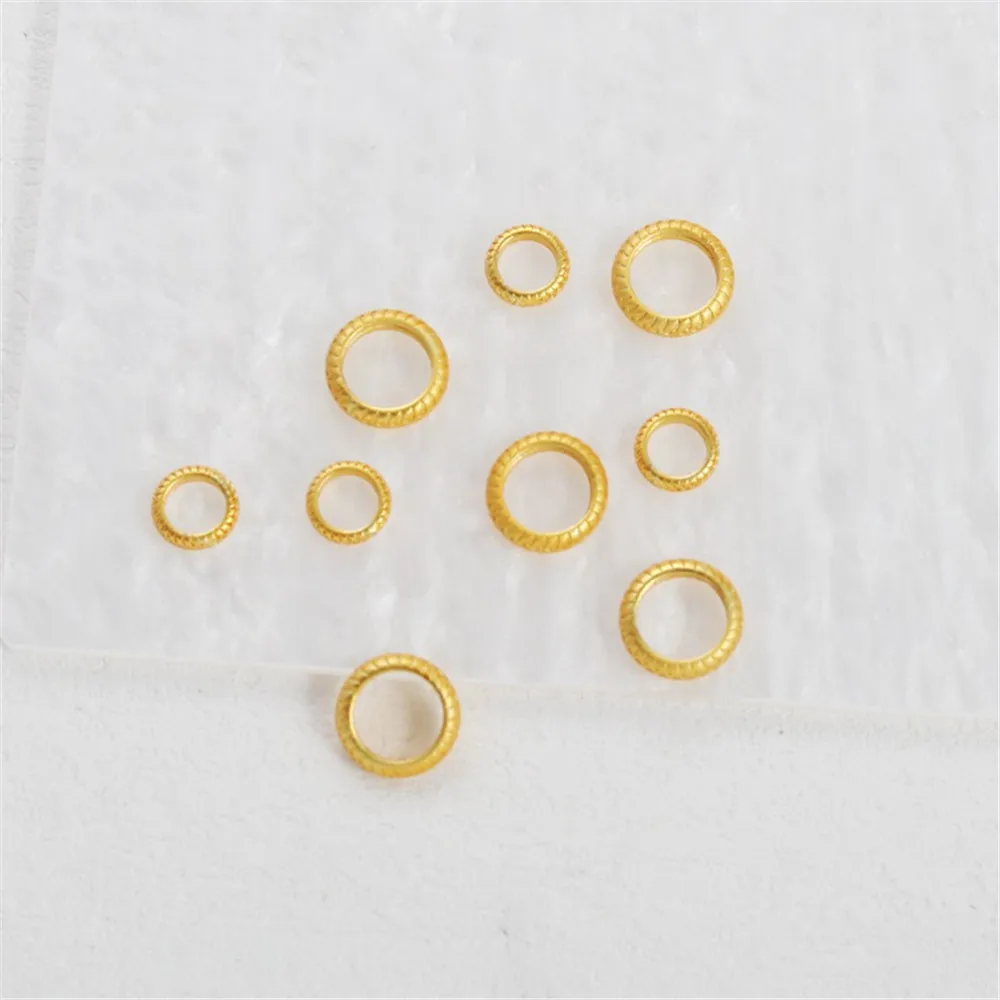 18K Gold Bag Striped Closed Ring, Twist Ring, DIY Bracelet, Bead Spacer Connecting Ring, Necklace Material, Jewelry Accessories