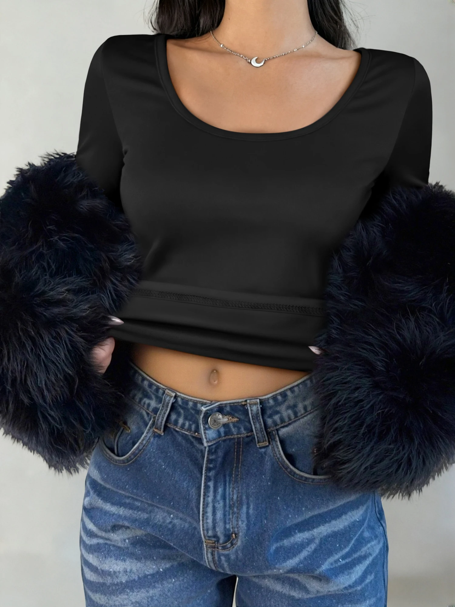Soft Stretchy U‑Neck Long Slee - Blouses review and price