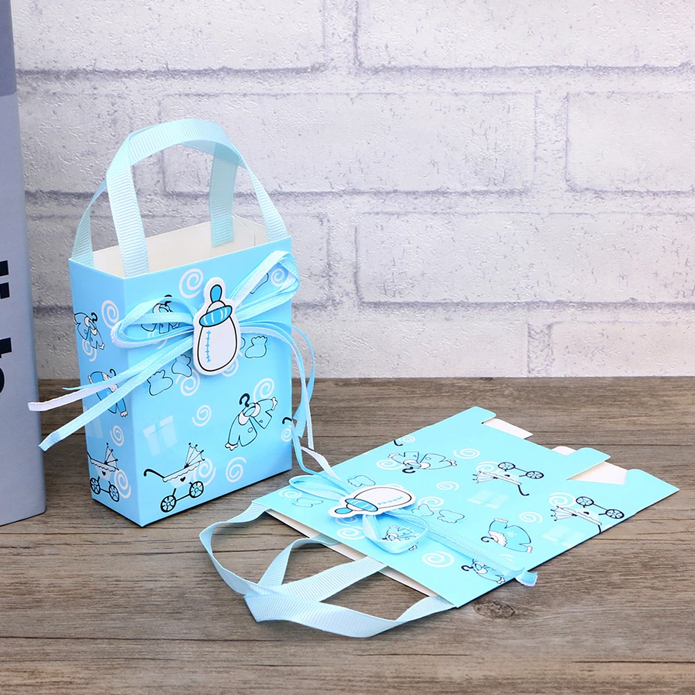 

12 pcs Paper Candy Bags Tote with Handle Lightweight Durable Reusable Cartoon Kids Birthday Party Wedding Gift Box Packaging