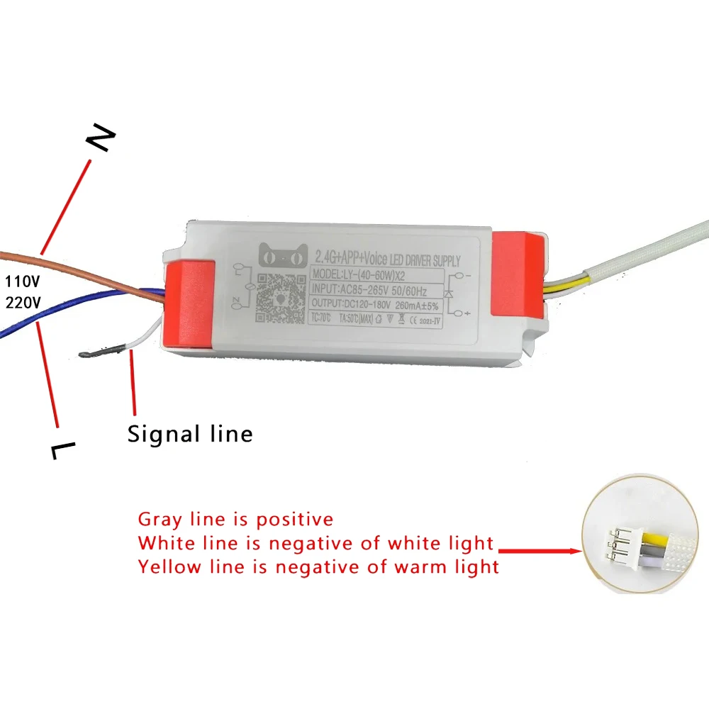 Dimmable Intelligent LED Driver AC110V 220V 25-160Wx2 Chandelier's Transformer 2.4G Remote APP Control Power Supply Dual Colors
