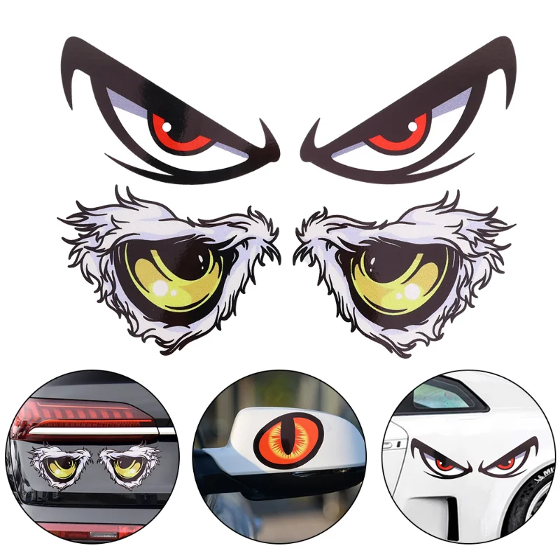 3D Simulation Eye Pattern Sticker Eye Rearview Mirror Car Reflective Sticker Motorcycle Sticker Auto Decals Exterior Accessories