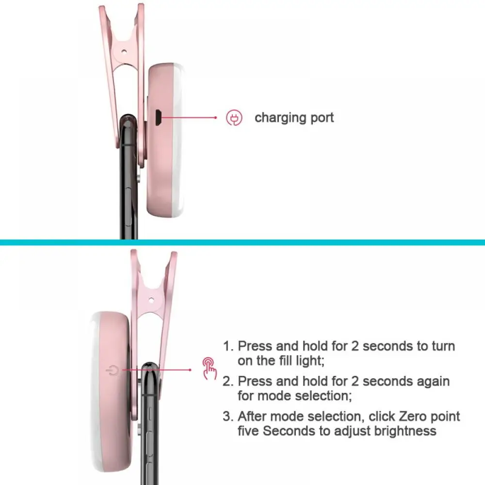 15X Macro Lens for Mobile Phone Fill Ring Light Selfie Live Lamp Camera Lens with LED Ring Flash Smartphone Fill Light Universal