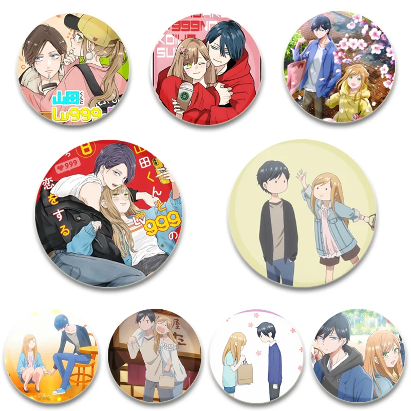 58mm Anime My Love Story with Yamada-kun At Lv999 Badge Handmade Tinplate Brooch Button Pin for Backpack Clothes Decoration Gift