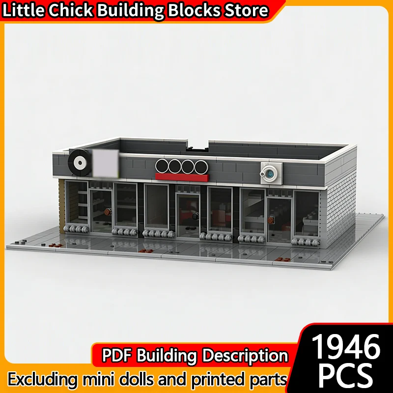 

Street View Model MOC Building Bricks Laundromat, Cafe And Record Shop Modular Technology Children Holiday Gifts Assemble Toys