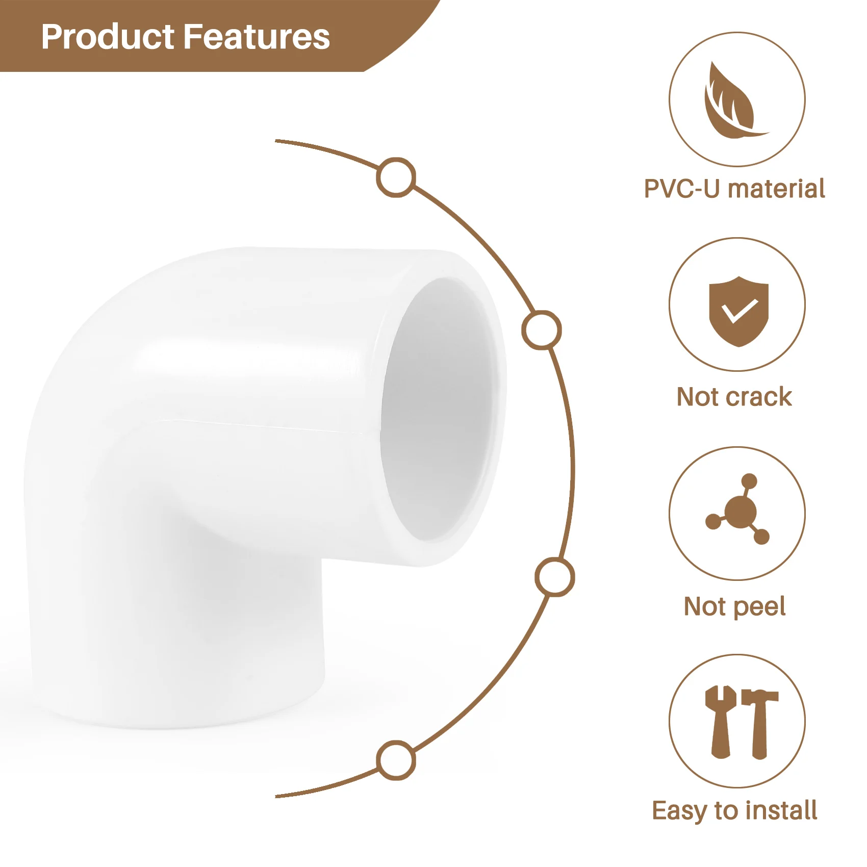 5 piezas 20mm de diámetro 90 grados codo PVC accesorios de tubería conector adaptador blanco