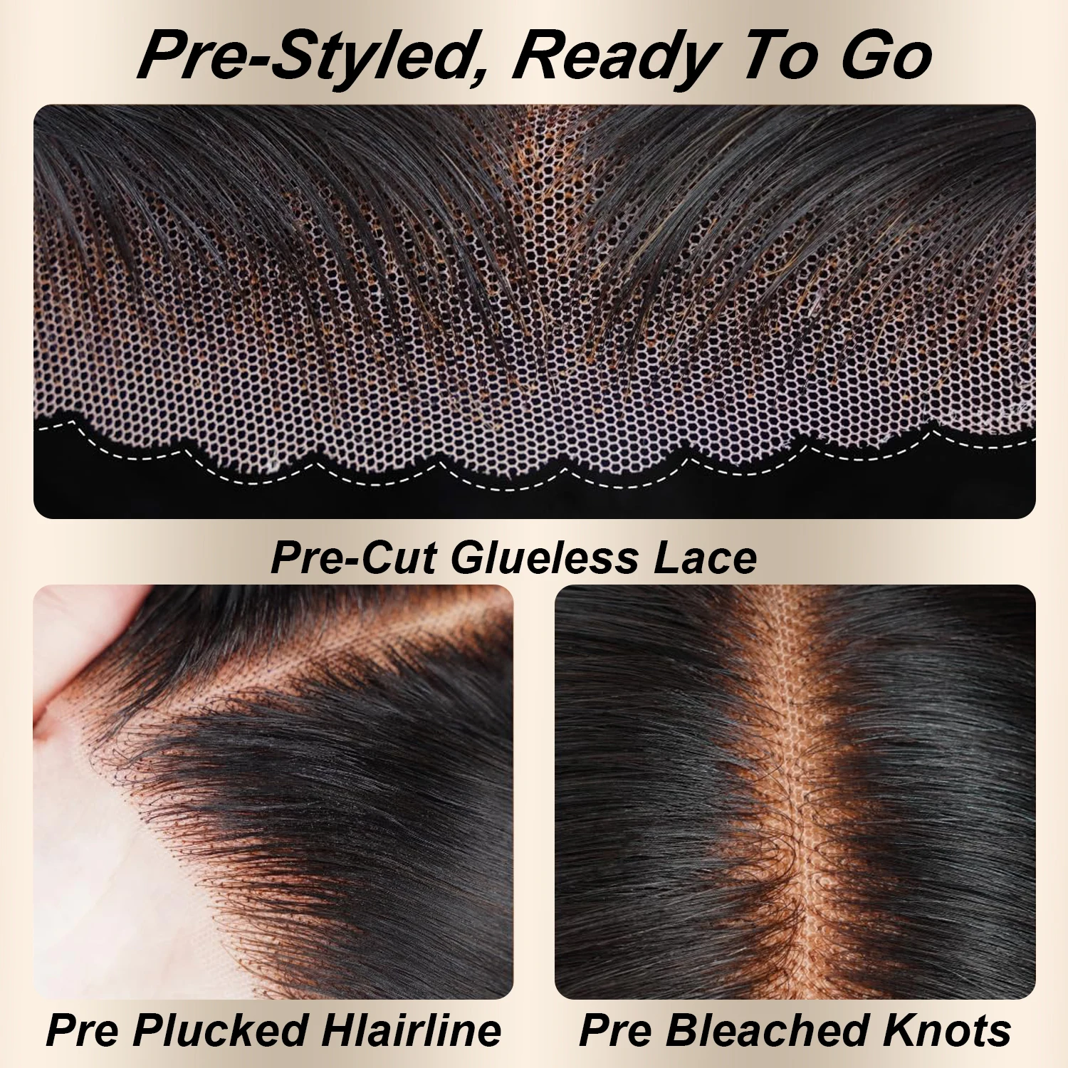 هالوين أسود اللون شعر طبيعي مفرود شفاف 360 HD كامل الدانتيل خصلات الشعر المستعار الإنسان مستقيم 180% الكثافة مظهر طبيعي #5