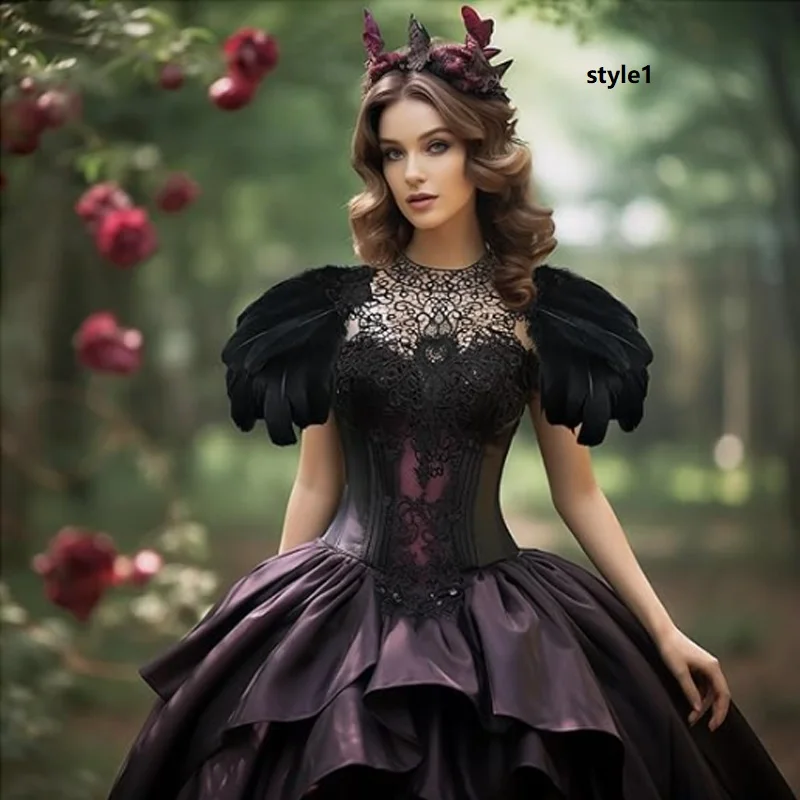 Shoulder Pad with Feathers Wings Halloween Witch Harness Carnival Costumes for Women Masquerade Raven Costume