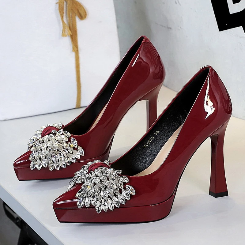 

BIGTREE Fashion Sexy Pointed Toe Crystal Butterfly Knot Pumps Women Wedding Platform Heels Spring Shoes Zapatos De Mujer