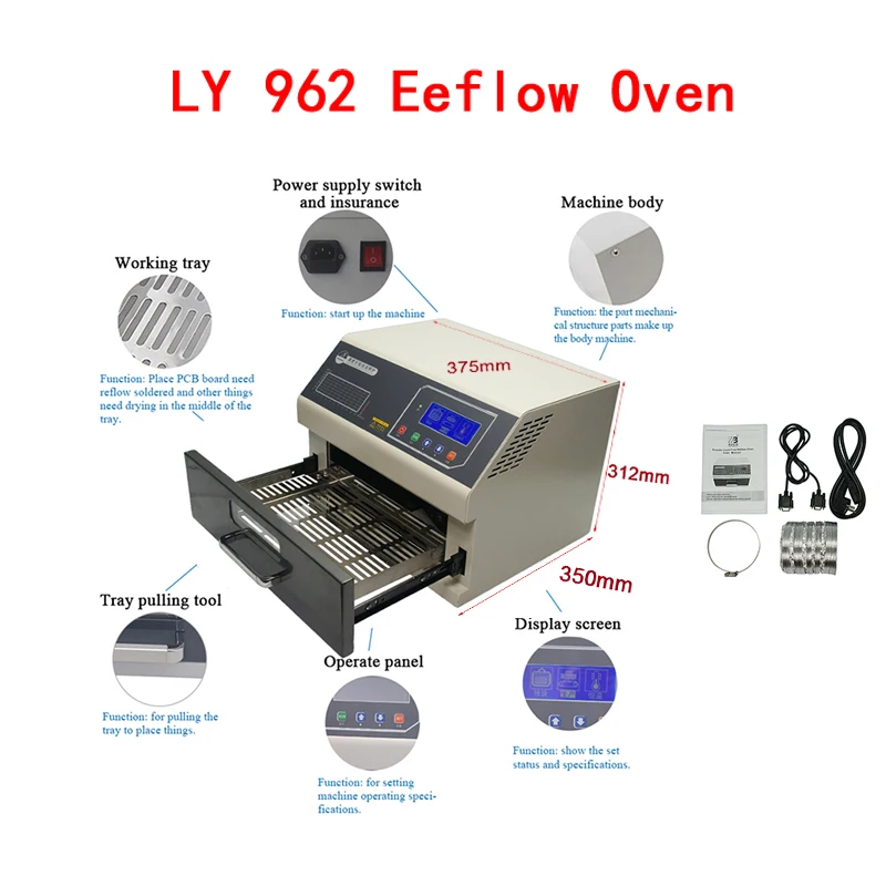 LY 962 Digital Display With Programmable SMD SMT Reflow Oven / Programmable Mini Reflow Soldering Oven 700W 110V 220V