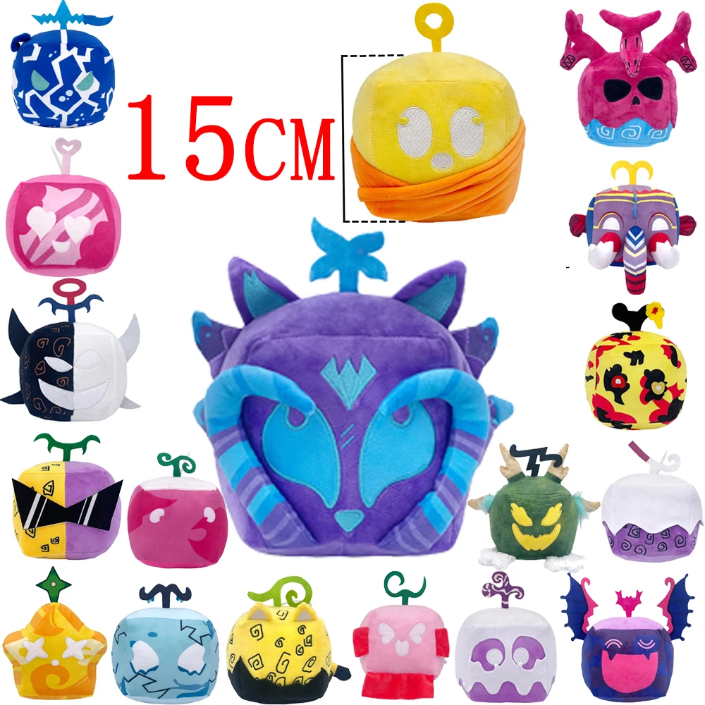 Blox Fruits Plush Collection 15cm Doll Quake Soul Spirit Magma Mammoth Kitssune Rubber Love Fruit Game Figure Soft Stuffed  Gift