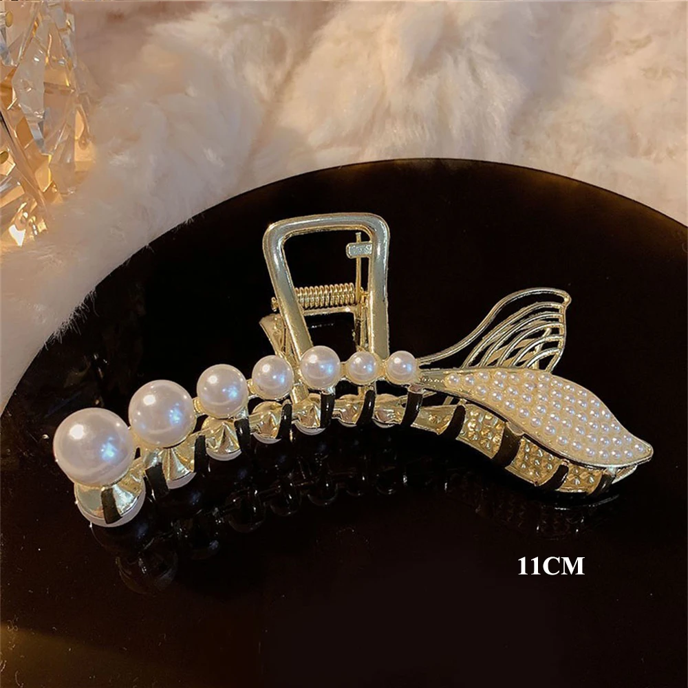 Shiny Rhinestone Crystal Opal Pearl Hair Claw Clips for Women Girl Geometric Metal Hair Crab Hairpins Headwear Hair Accessories