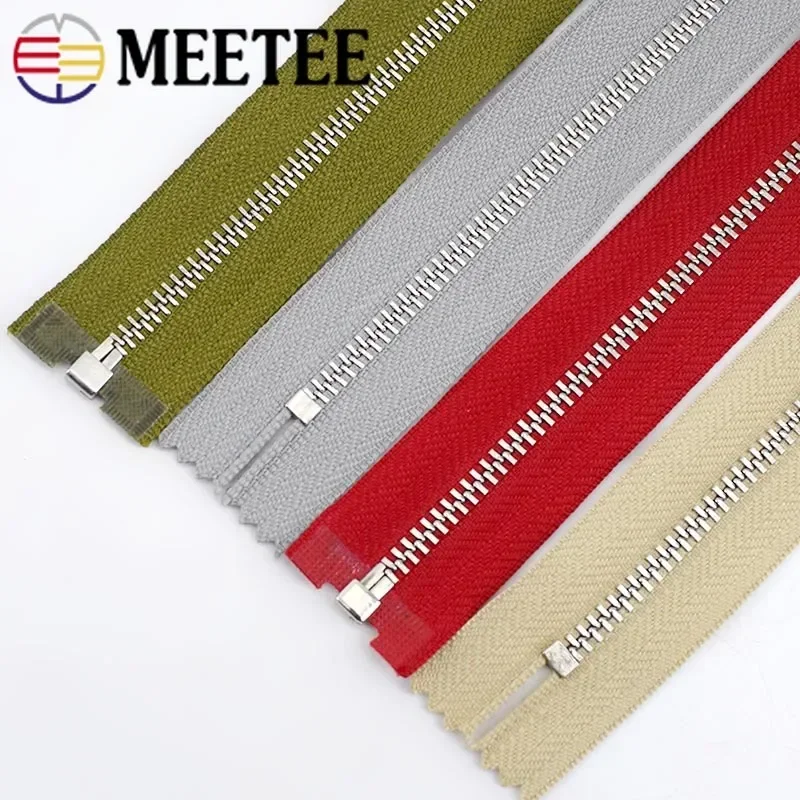 Meetee 2/5Pcs 3# Metal Zippers 18-70cm Auto Lock Closed&Open Zip for Sewing Bags Pocket Wallet Garment Zipper Repair Accessories