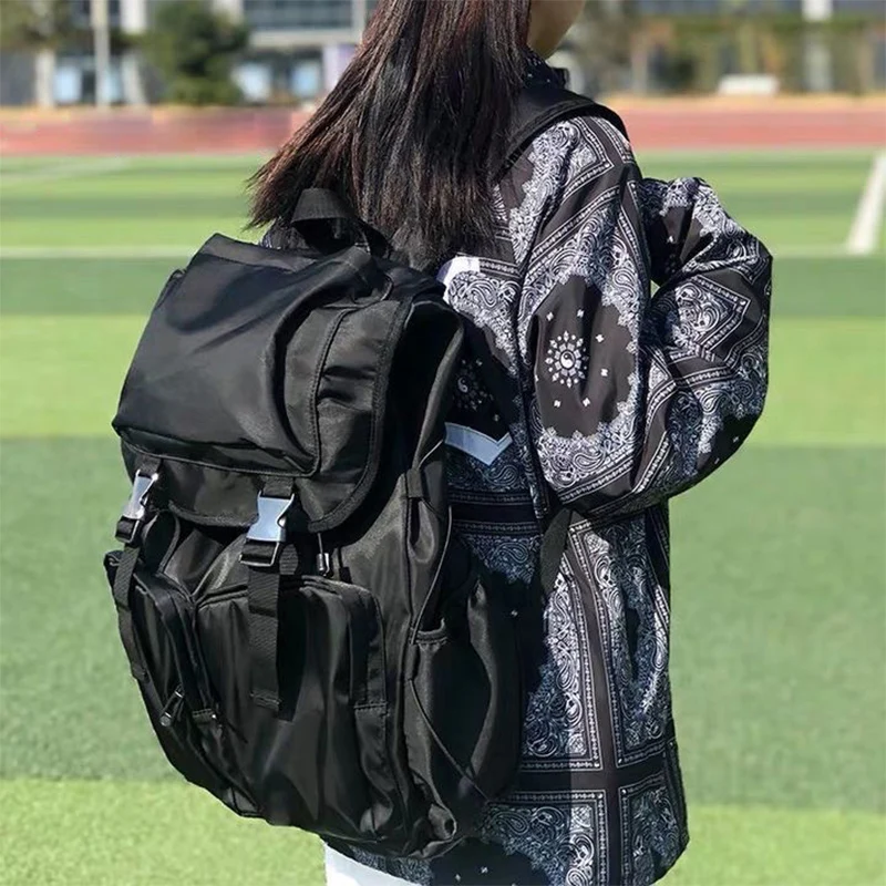 New Drawstring Hasp Buckles Casual Backpack Men Women College School Bags Notebook Backpacks Simple 15.6 Inch Laptop Bag For Men
