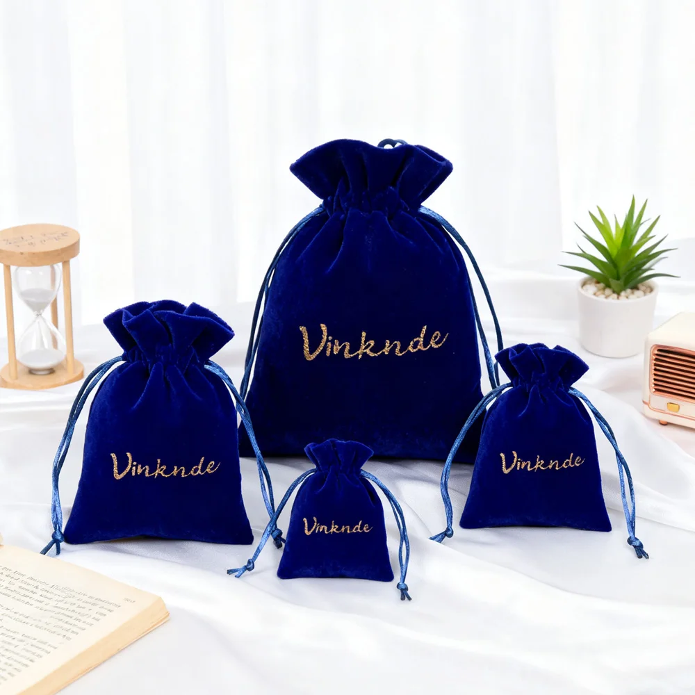 

50Pack Jewelry Pouch Velvet Jewelry Drawstring Bag Custom Logo Luxury Packaging Gift Box Wedding Christmas Favor Candy Storage