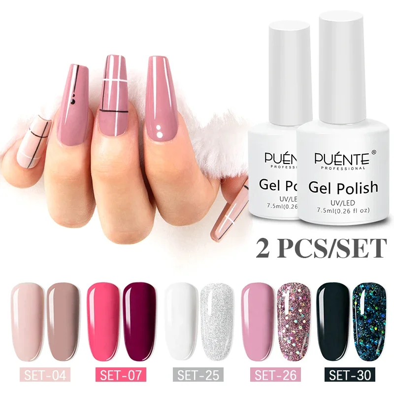 Gel Polish Kit 2 Stuks Kleur Nagel Gel Losweken Uv Led Semi-Permanente Hybrid Vernissen Nail Art Set alle Voor Manicure Base Top Coat