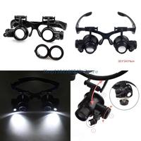 02DC Magnification Lenses Wear Double Glasses Led Repair Eyeglasses Type Headwear Magnifier With 2 LED 6 Interchangeable Lens
