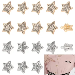 10PCS Rhinestone Star Buttons Crystal Glass Bead Button Sewing Shank Button Golden Decorative Button for Women Sweater Coat