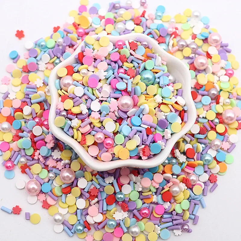 Argila do polímero Polvilhar Fatias, Cor Misturada, Pequeno Fresco Frisado, Boxi Slime Acessórios, Hairpin DIY, Artesanato Fazendo Decoração, 10g