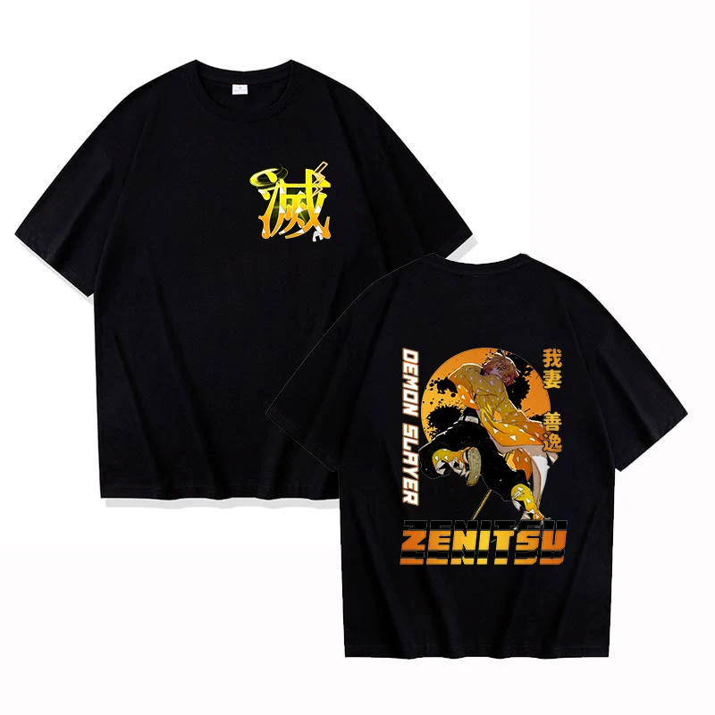 Hot Anime Agatsuma Zenitsu Print T-shirt Summer Casual Loose Personality T Shirt Women Men Harajuku Shirts