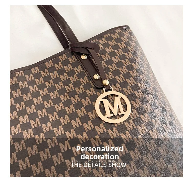 Große Kapazität Pendler-Tragetaschen Modische bedruckte Pu-Leder-Handtasche für Frauen College-Studenten Klasse Handtaschen Schultertasche – Detail 6