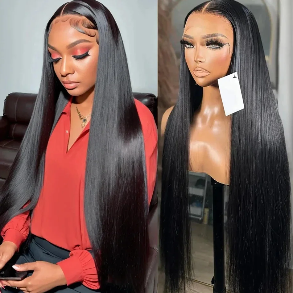 Nadine Bone Straight 13x6 Lace Front Human Hair Wig Brazilian 180% HD Transparent 13x4 Frontal Wig For Black Women Wigs 40 Inch