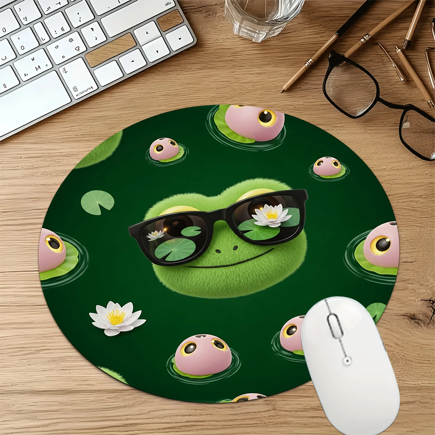 Laptop Accessories Design - Adorable Frog with Lotus Pattern Design