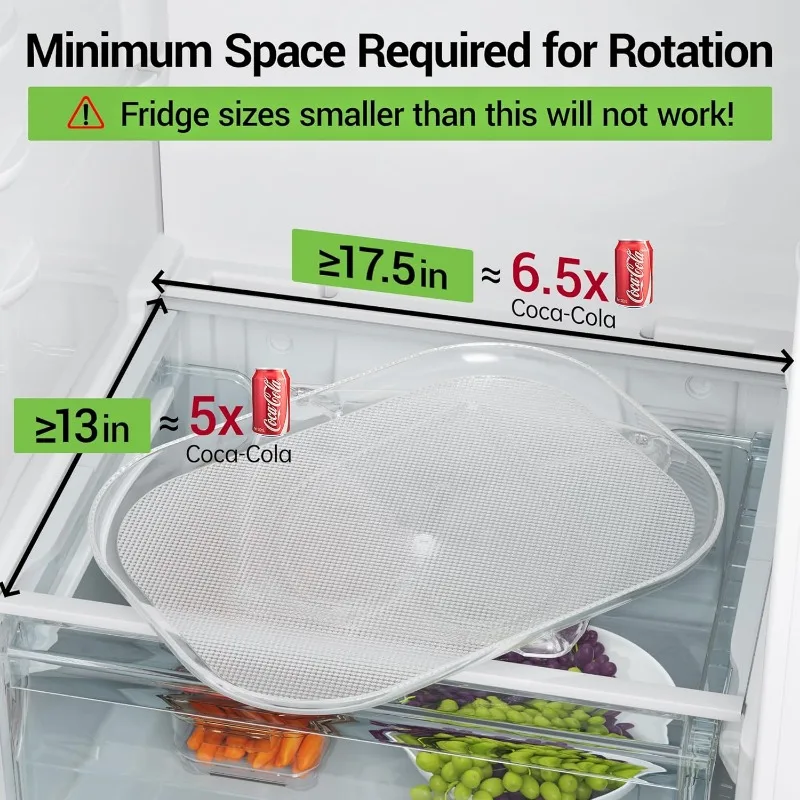 2 Pack Rectangular Lazy Susan Organizer Turntable for Refrigerator, Cabinet, Pantry, Kitchen Countertop,  Clear, 15.67''x11.7''