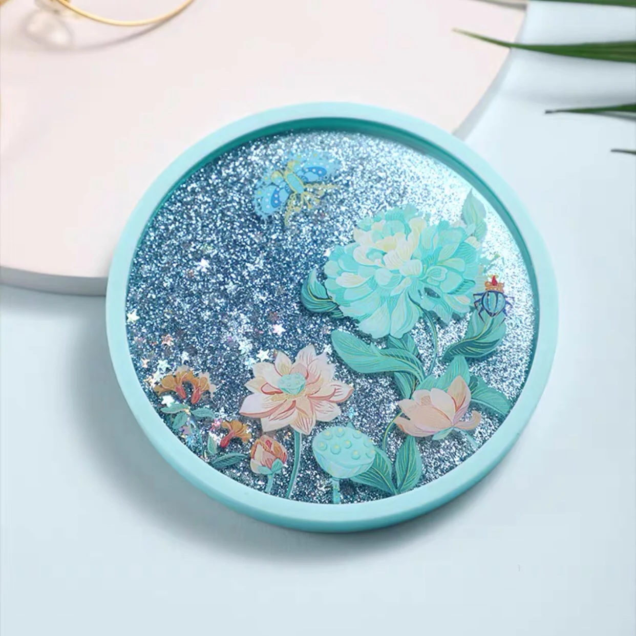 New Round Coasters Quicksand Silicone Water Cup Mug Placemat Chinese Insulation Pad Forbidden City Ancient Style Party Gift