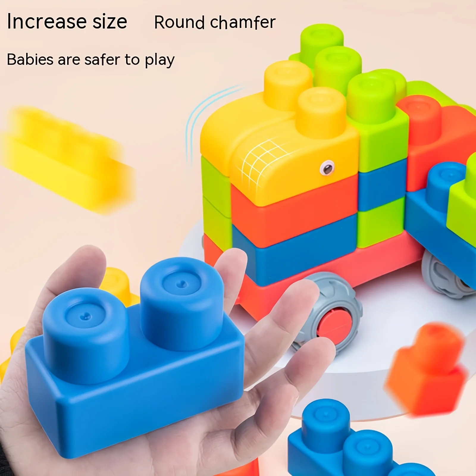 Newest Large Particles Can Chew Soft Rubber Building Blocks for Children\'s Early Education Puzzle DIY Assembling Blocks