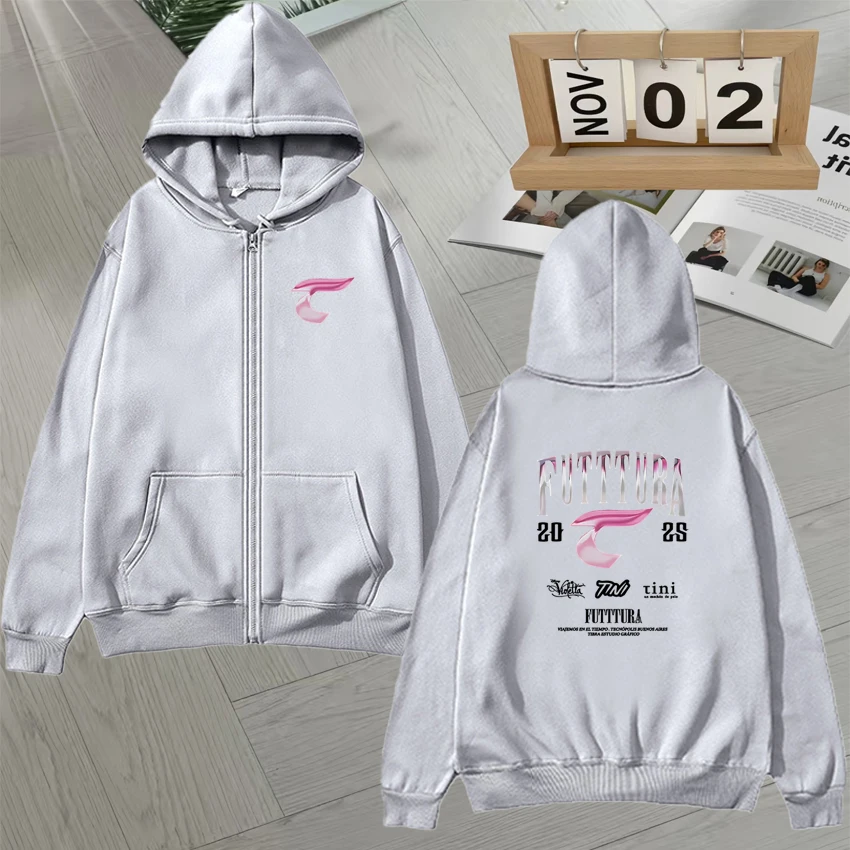 Sänger TINI STOESSEL F struttura Album 2025 Tour Zipper Hoodie Männer Frauen Langarm Mode Fleece Retro Jacke Sweatshirts Unisex